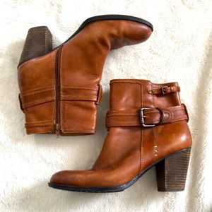 Sofft Brown Leather Heeled Ankle Boots